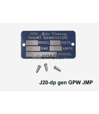 Data plate, generator, GPW